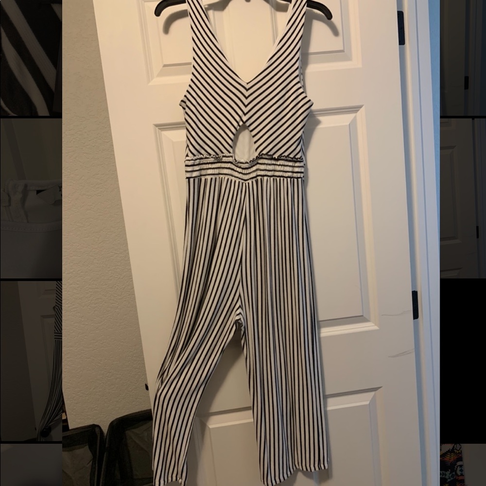 Mid leg length romper with back cutout